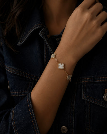 18k Gold Filled Iridescent Clover Bracelet