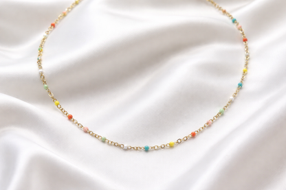 Rainbow Beaded Necklace - 18k Gold Filled
