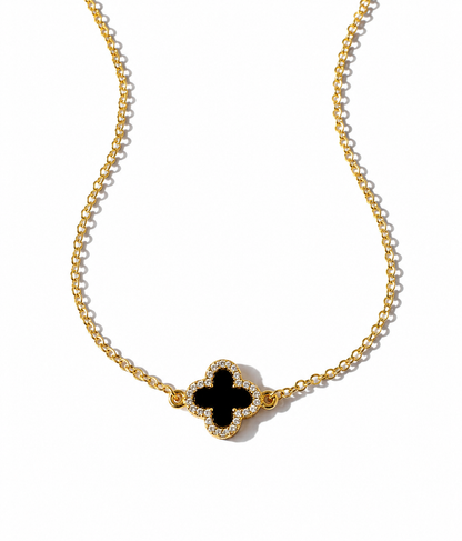 18k Gold Filled Black Clover Necklace
