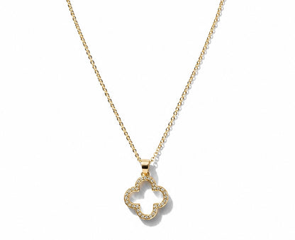 18k Gold Filled Open CZ Clover Necklace