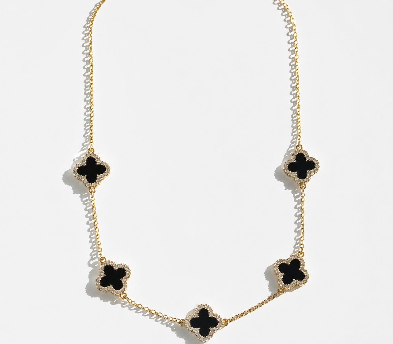 18k Gold Filled Black Clover Necklace