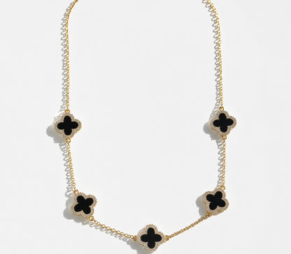 18k Gold Filled Black Clover Necklace