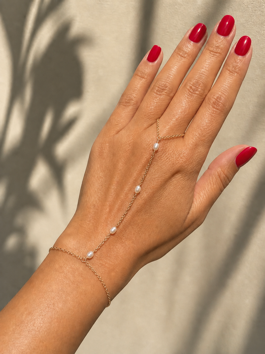 14k Gold Filled Freshwater Pearl Hand Chain