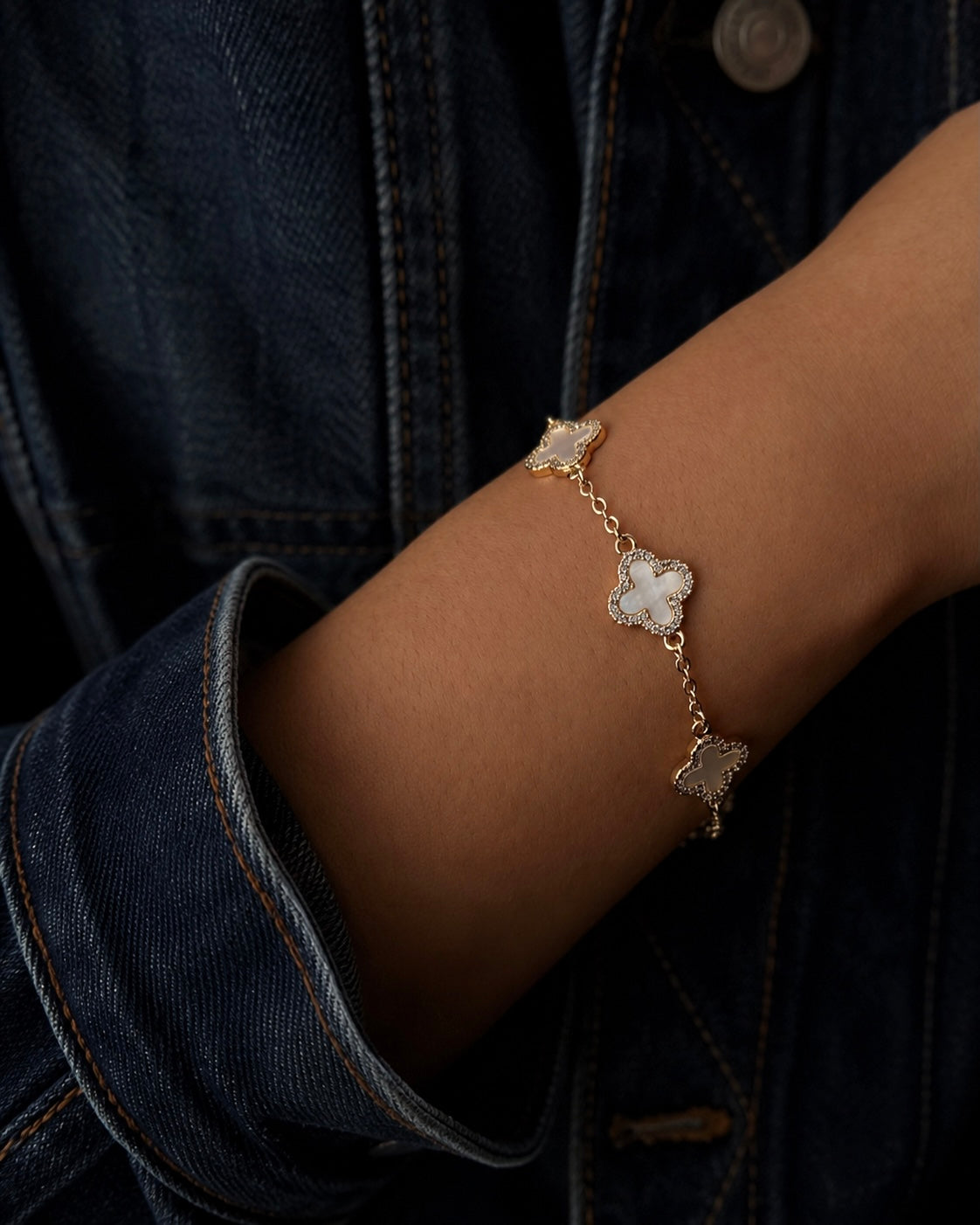 18k Gold Filled Iridescent Clover Bracelet