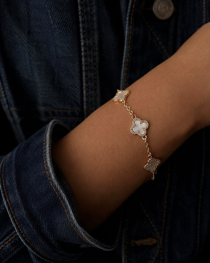 18k Gold Filled Iridescent Clover Bracelet