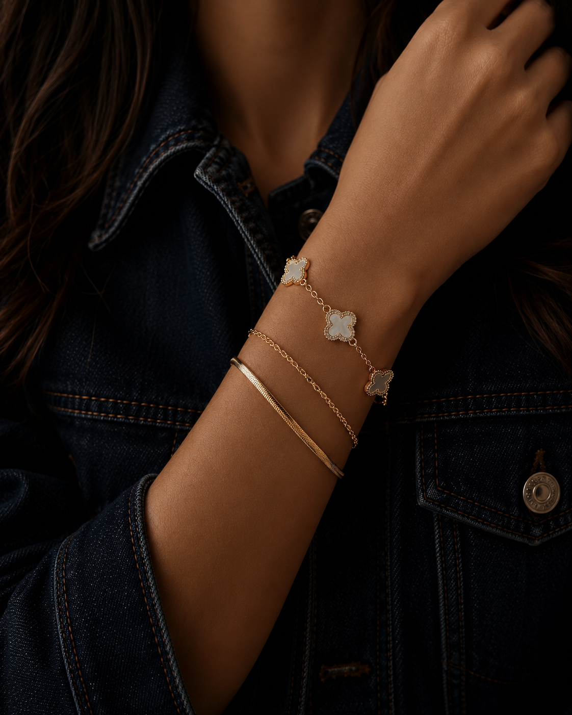 18k Gold Filled Iridescent Clover Bracelet
