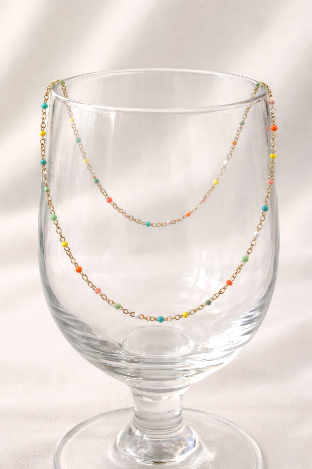 Rainbow Beaded Necklace - 18k Gold Filled