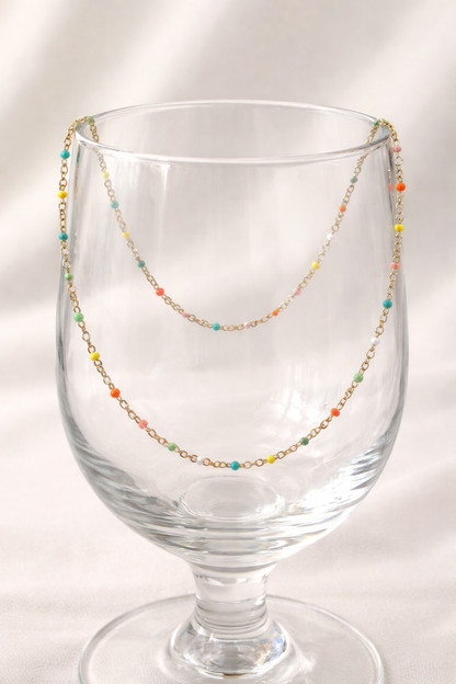 Rainbow Beaded Necklace - 18k Gold Filled