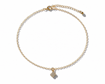 14k Gold Filled CZ Clover Anklet