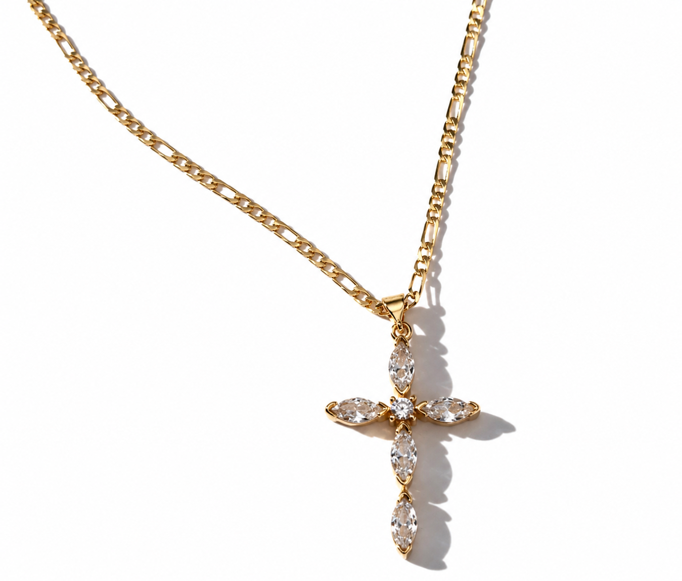 18k Gold Filled CZ Cross Necklace