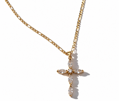 18k Gold Filled CZ Cross Necklace