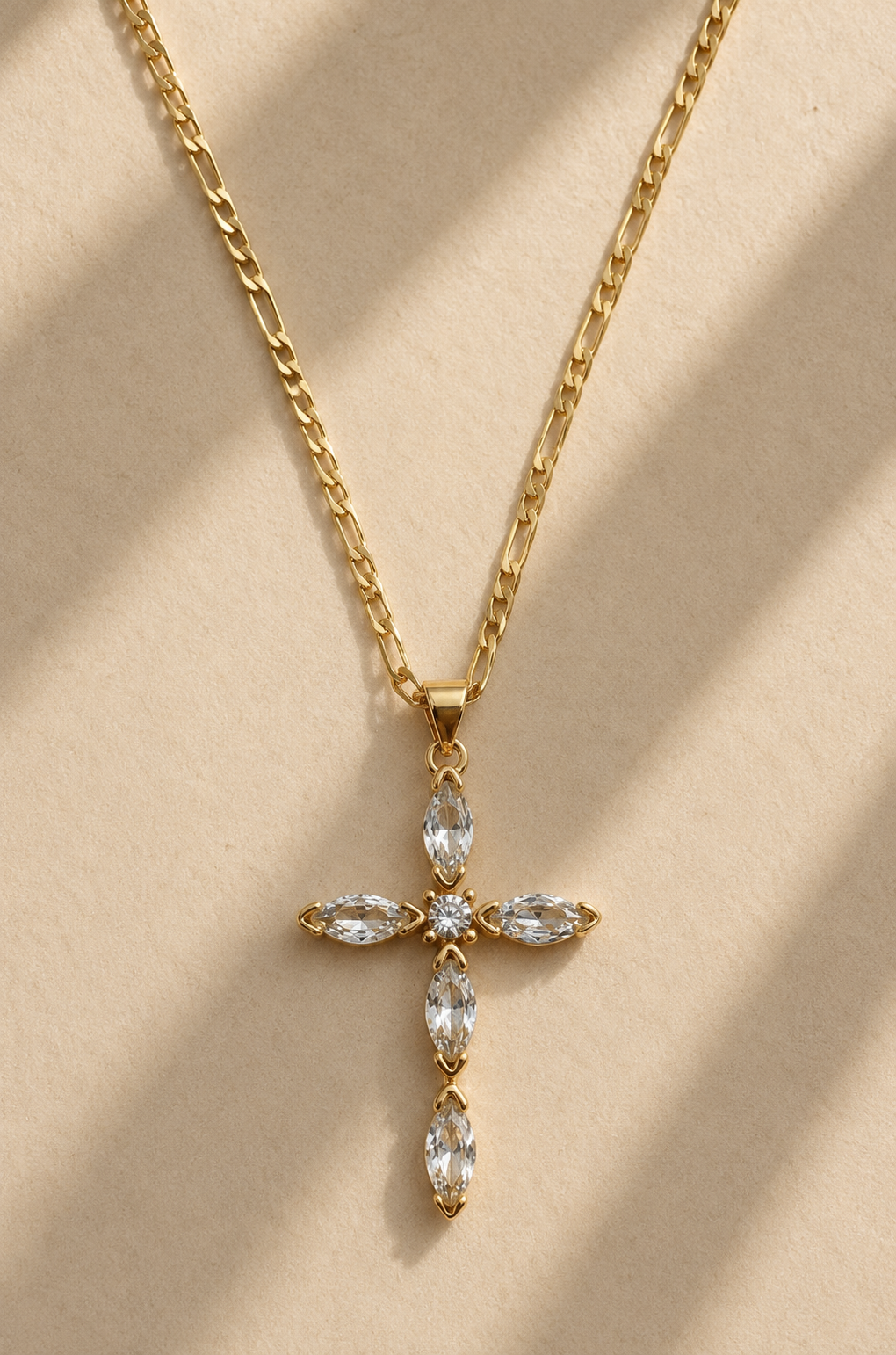18k Gold Filled CZ Cross Necklace