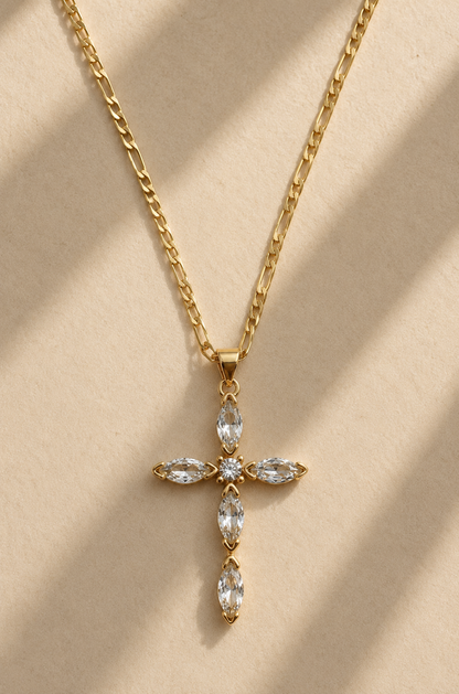 18k Gold Filled CZ Cross Necklace